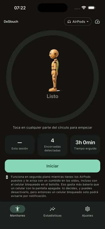 Pantalla real de la app en iPhone