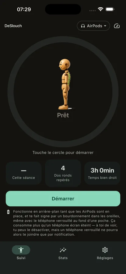Écran réel de l’app iPhone