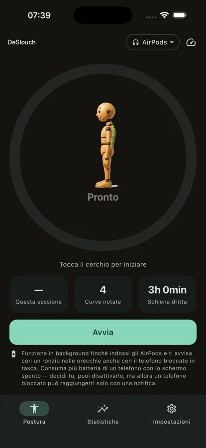 Schermata reale dell’app su iPhone