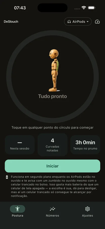 Tela real do app no iPhone
